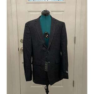 Penguin suit jacket men's blue plaid size 42L NWT
